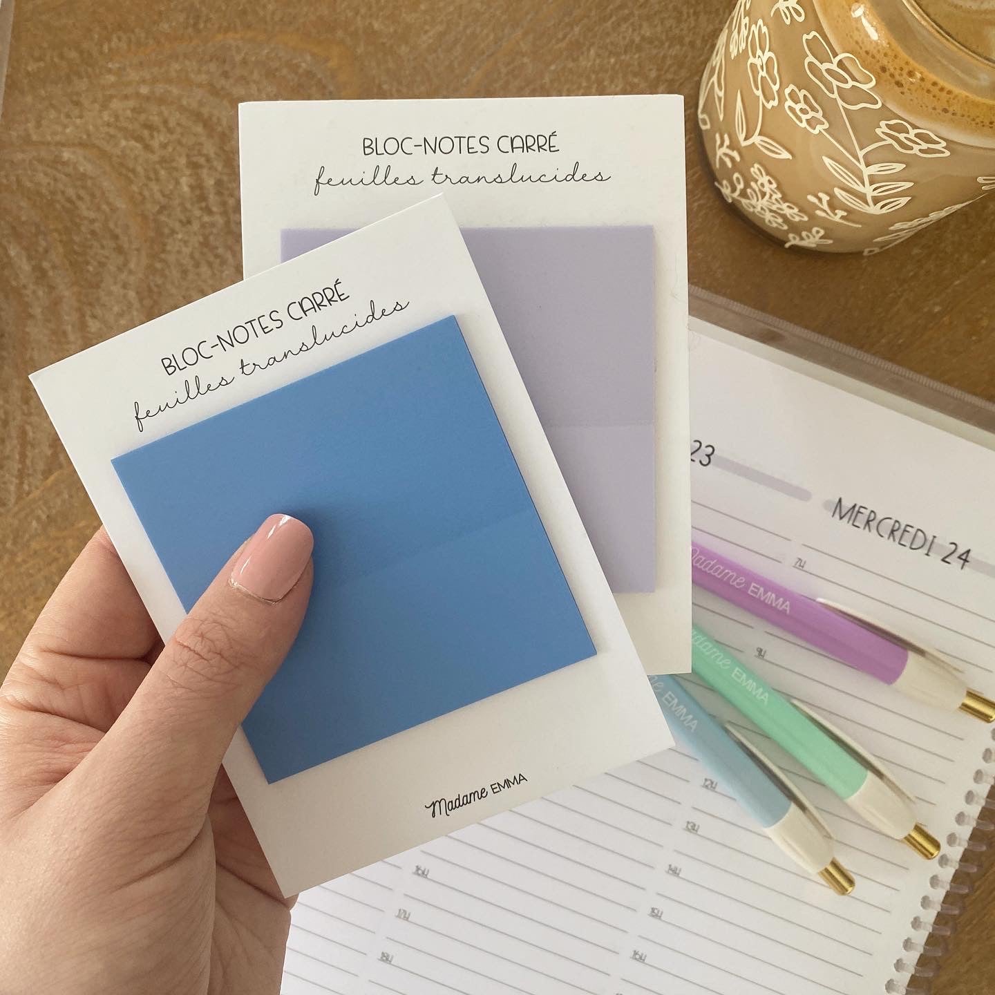 Bloc-notes carré translucide