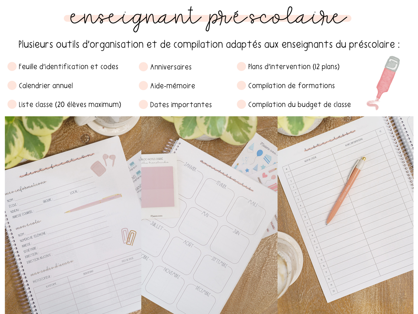Planificateur préscolaire