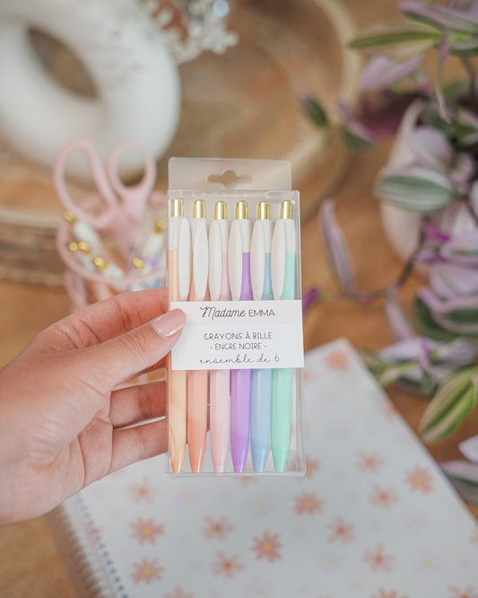 Ensemble de 6 crayons à l'encre