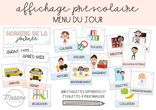 Affichage - Menu du jour préscolaire