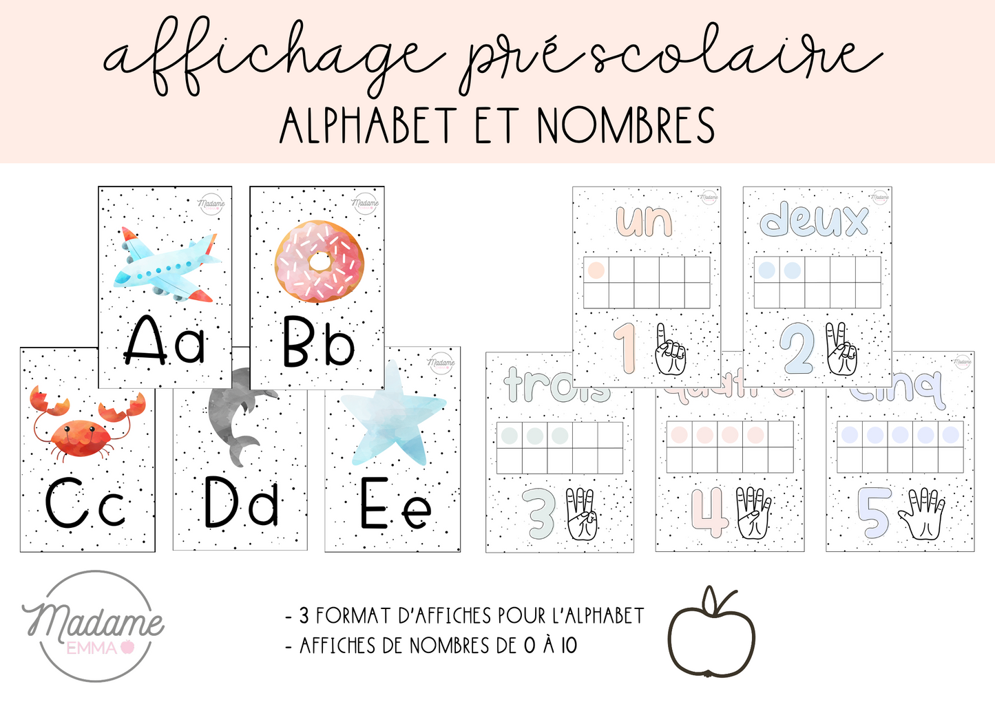 Affichage - Alphabet et nombres