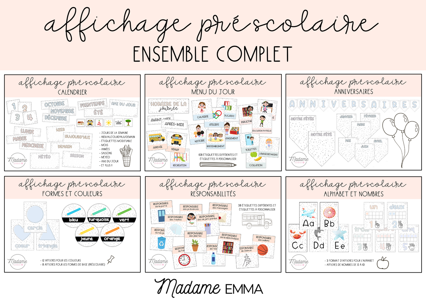 Affichage préscolaire - Ensemble complet
