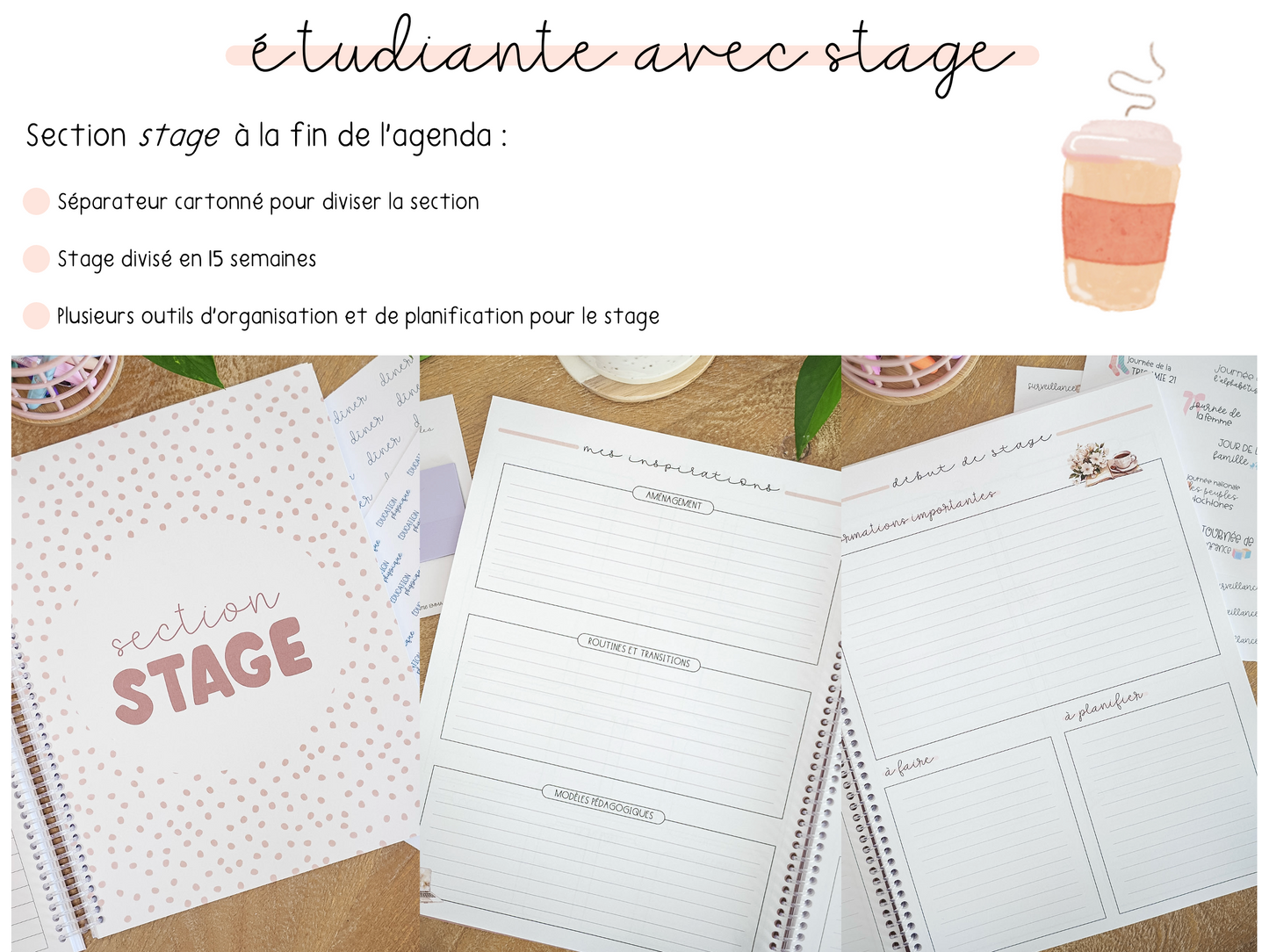 Agenda étudiante + section stage