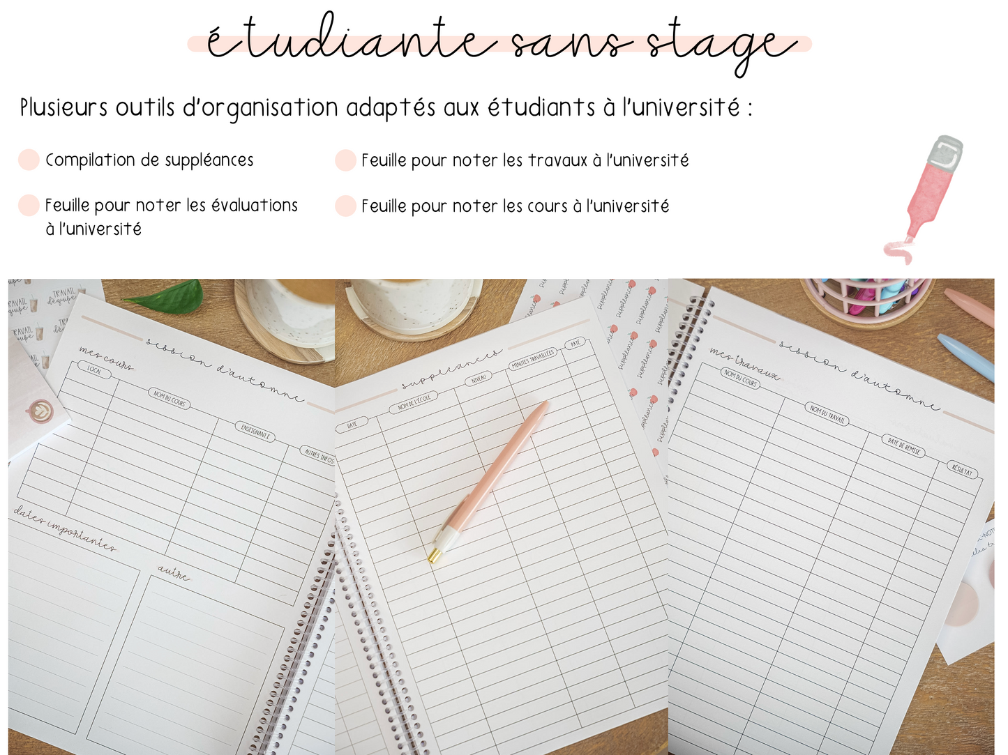 Agenda étudiante (sans stage)