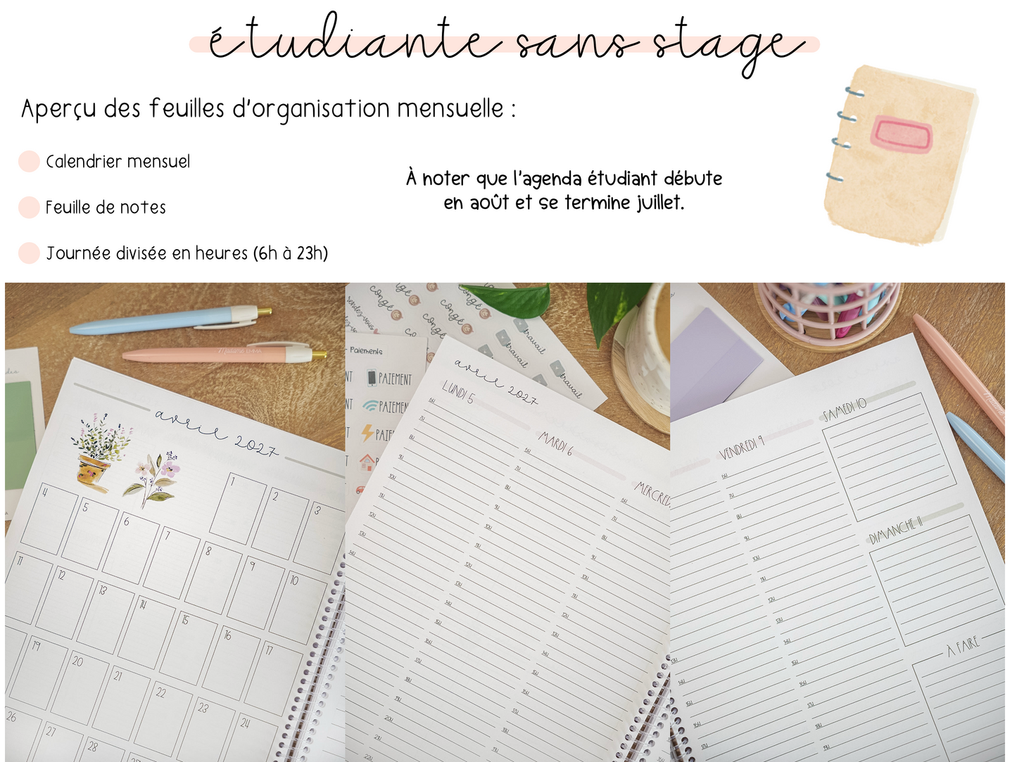 Agenda étudiante (sans stage)