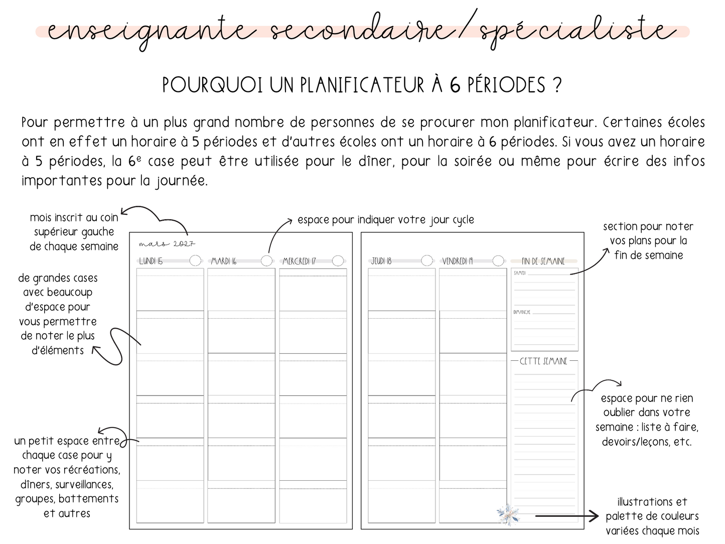 Planificateur secondaire/spécialiste